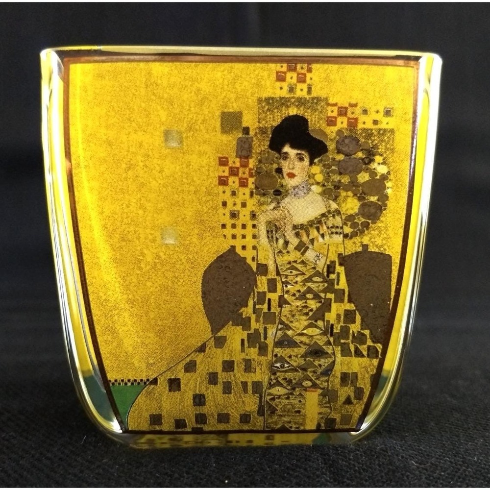 Goebel Artis Orbis Gustav Klimt Glass Votive Candle Holder Adele Bloch-Bauer NOS